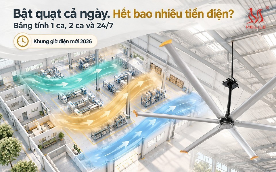 Bật quạt trần công nghiệp cả ngày tốn bao nhiêu tiền điện