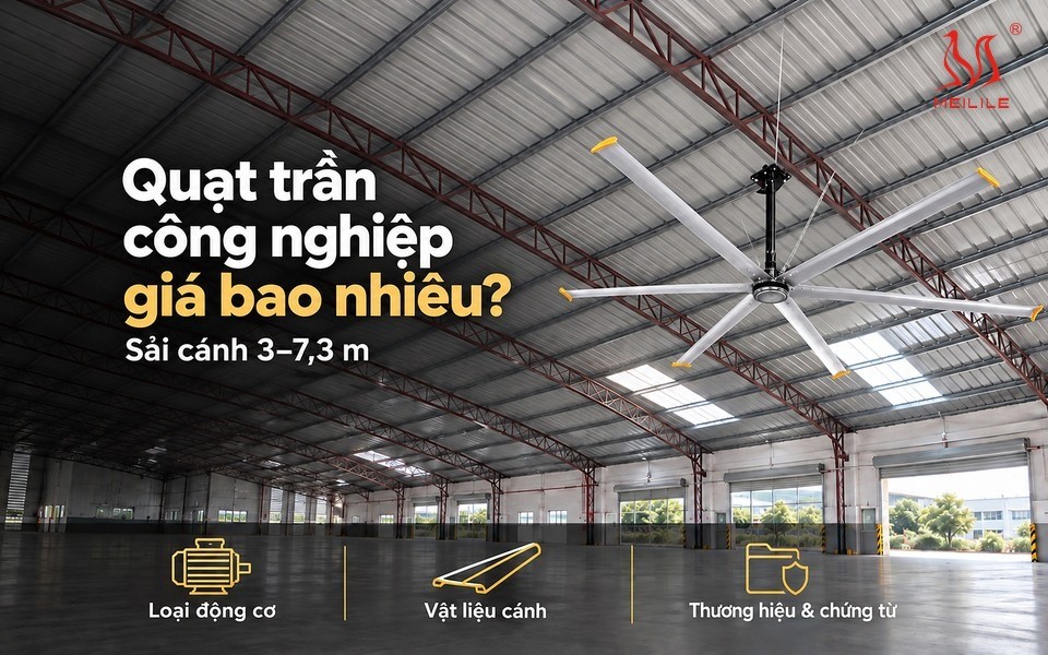 Giá quạt trần công nghiệp 2026 theo sải cánh