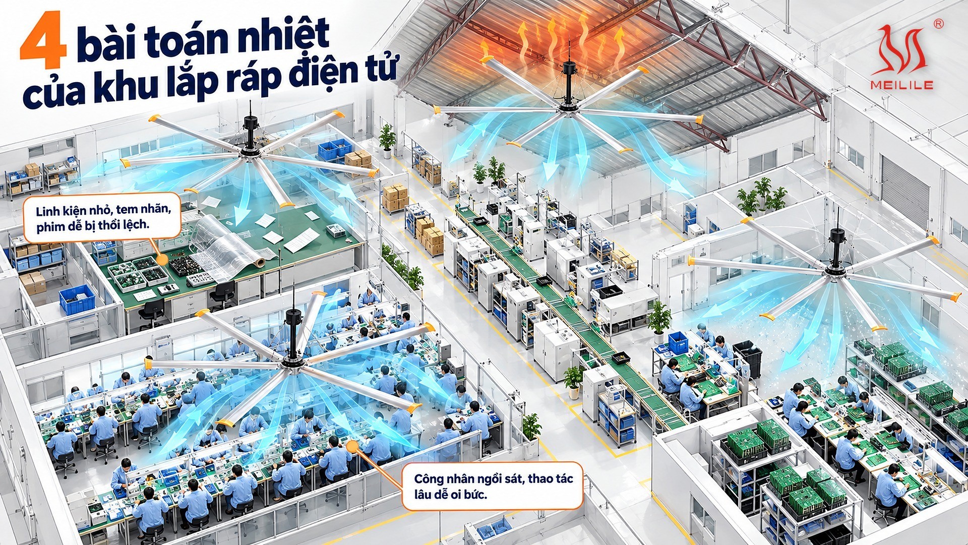 4 bài toán nhiệt của khu lắp ráp điện tử