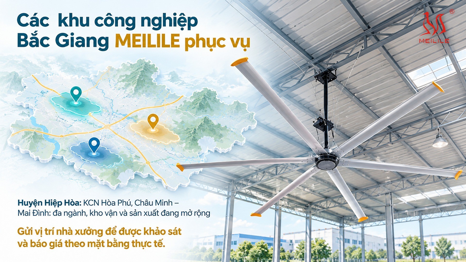 Các khu công nghiệp Bắc Giang MEILILE phục vụ