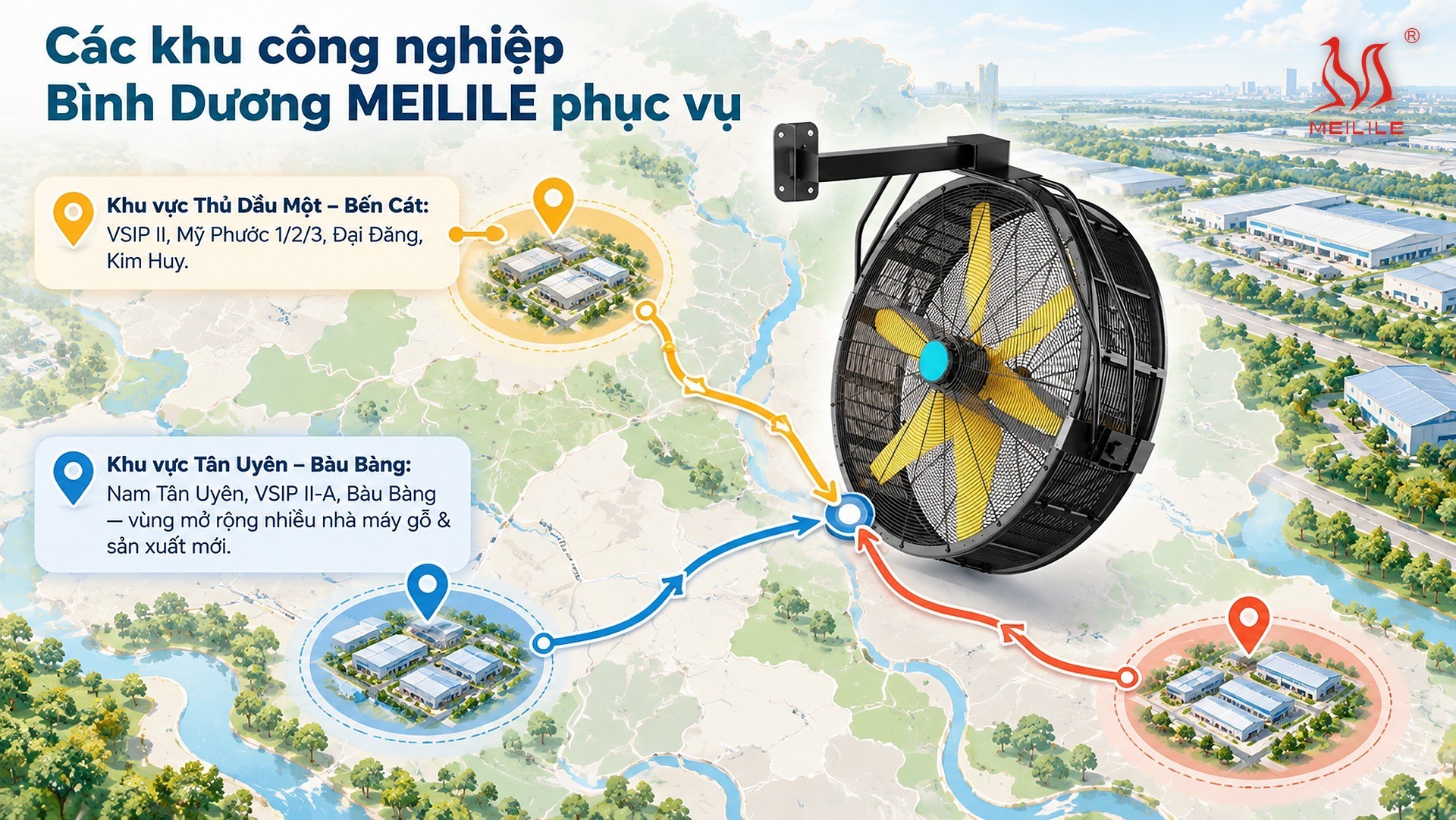 Các khu công nghiệp Bình Dương MEILILE phục vụ