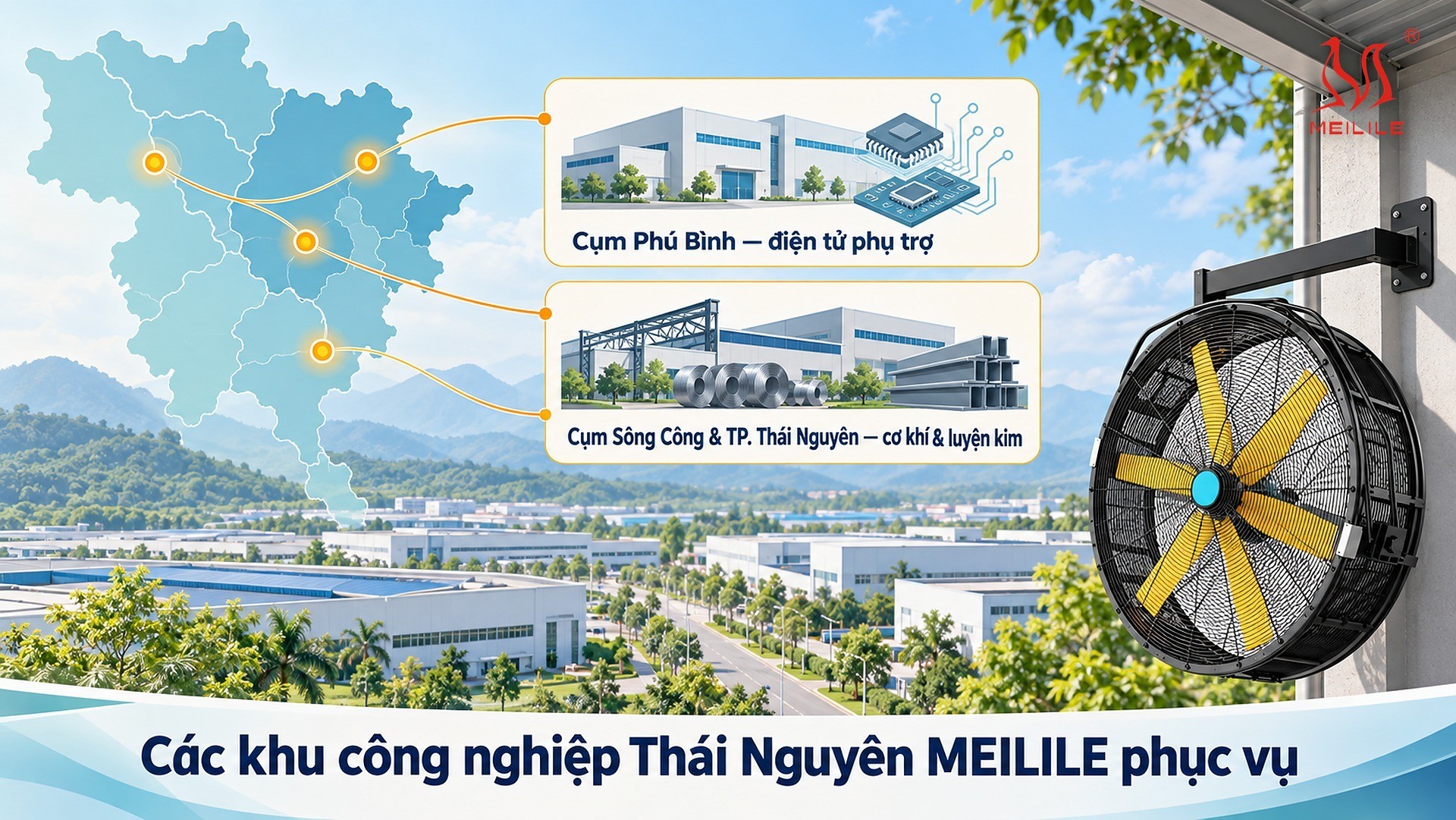 Các khu công nghiệp Thái Nguyên MEILILE phục vụ