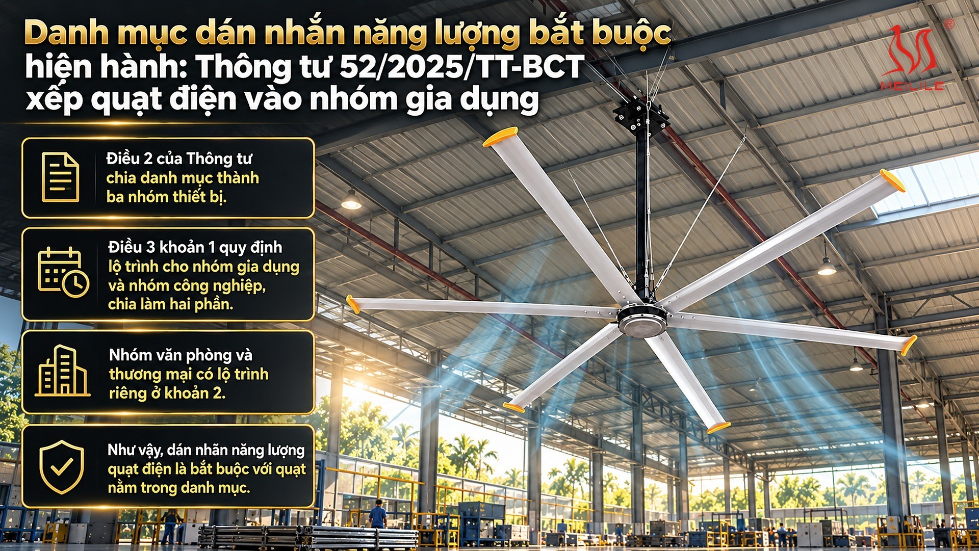 Danh mục dán nhãn năng lượng bắt buộc hiện hành: Thông tư 52/2025/TT-BCT xếp quạt điện vào nhóm gia dụng
