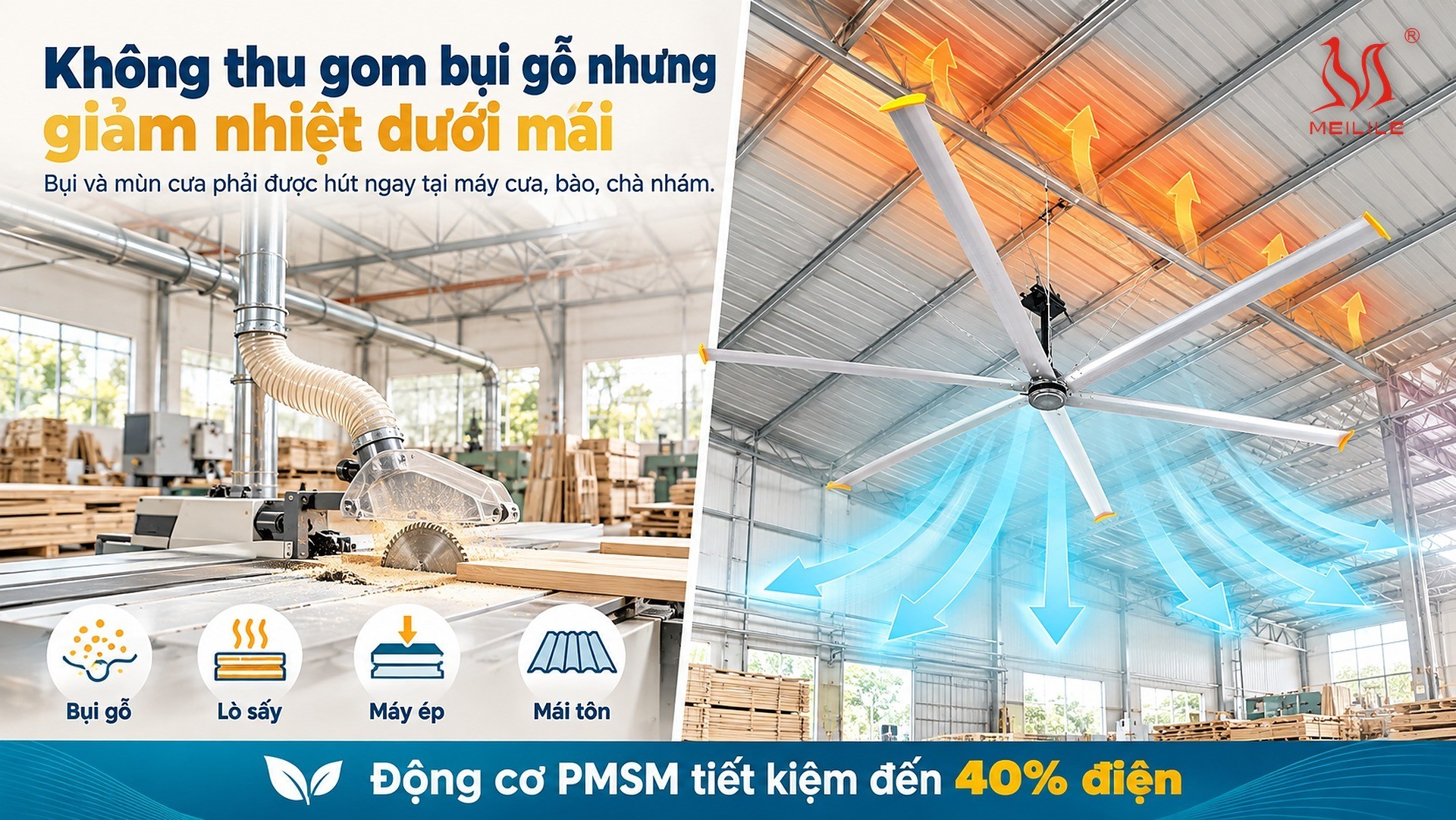 Đặc thù nhiệt & bụi của xưởng gỗ