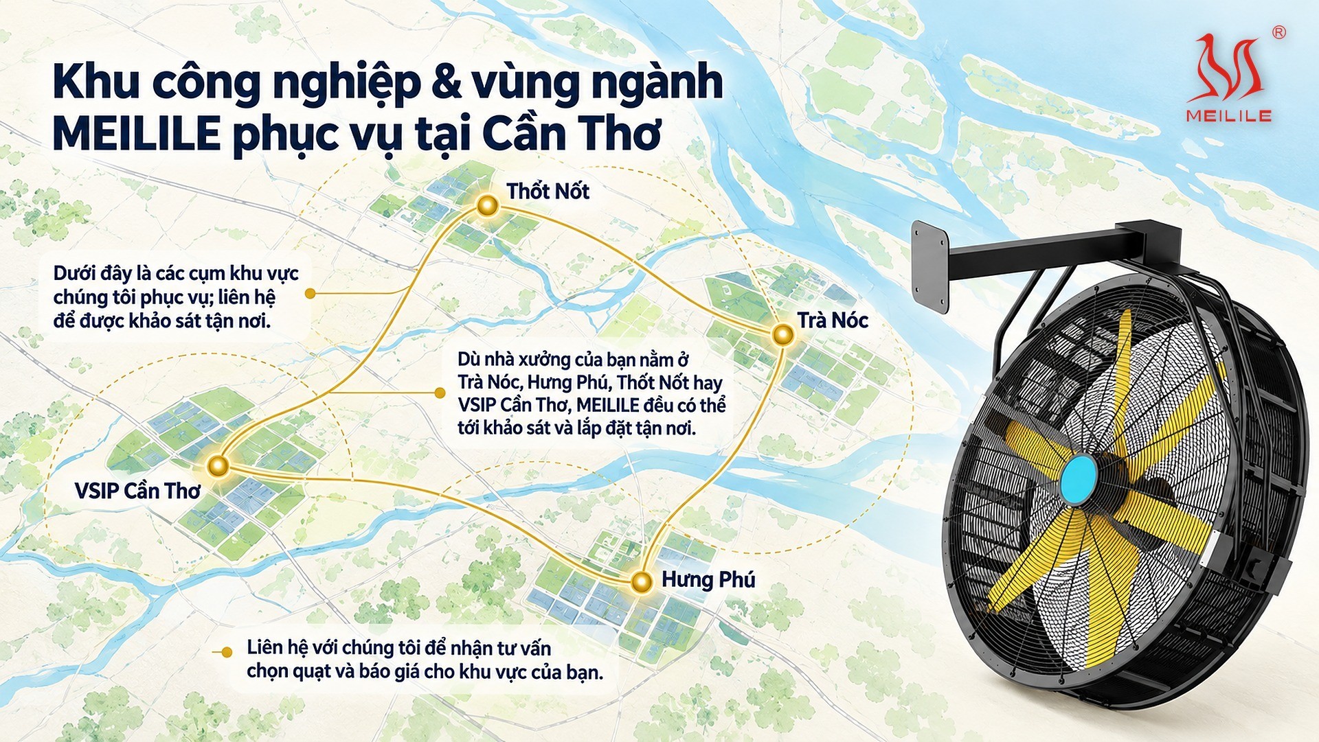 Khu công nghiệp & vùng ngành MEILILE phục vụ tại Cần Thơ