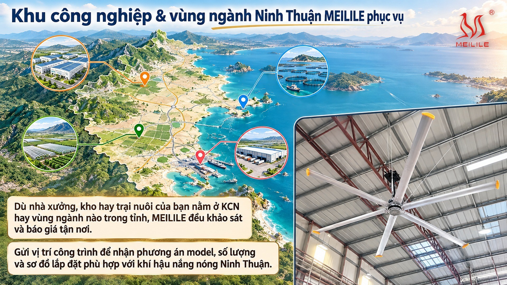 Khu công nghiệp & vùng ngành Ninh Thuận MEILILE phục vụ