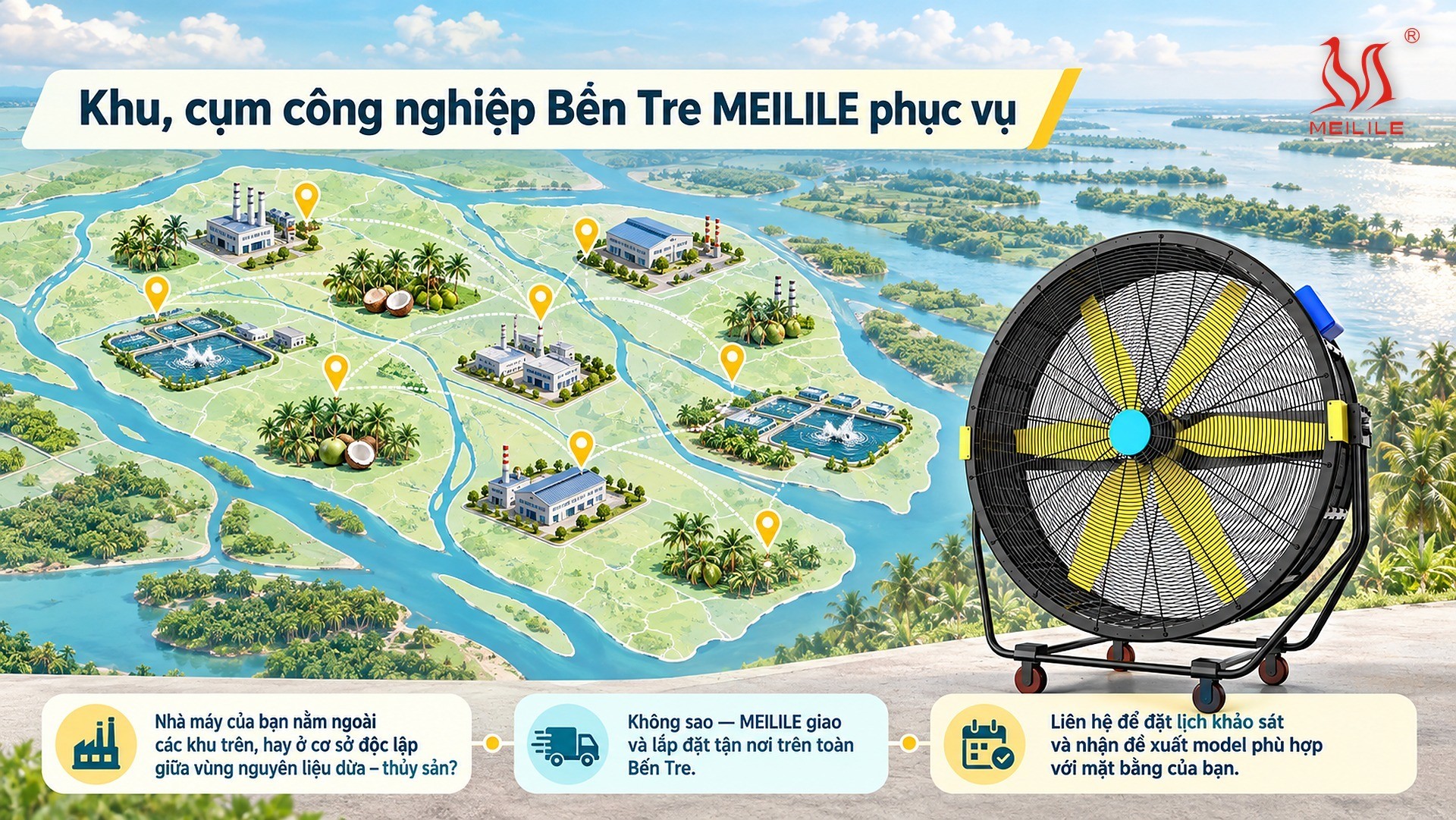 Khu, cụm công nghiệp Bến Tre MEILILE phục vụ