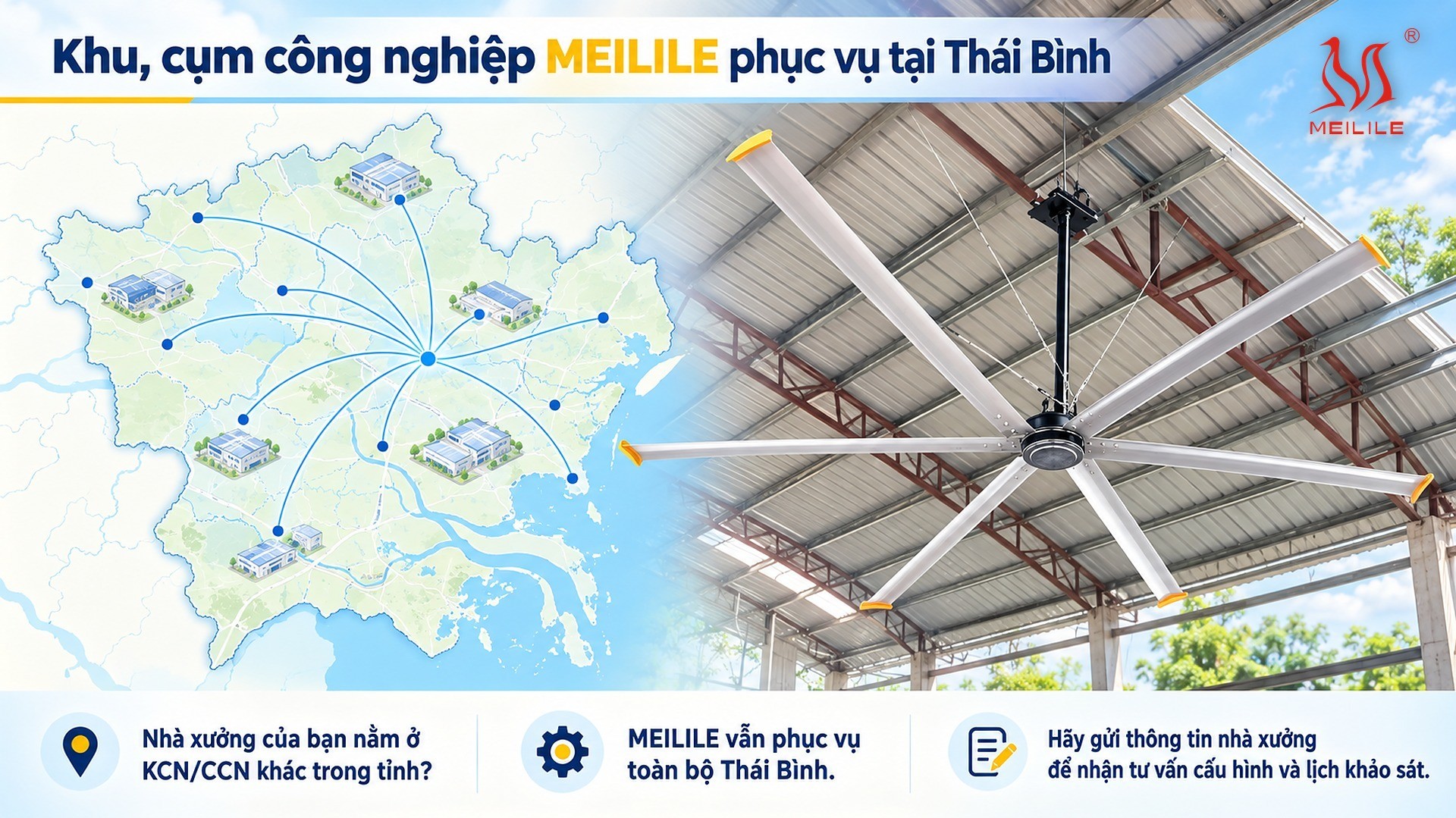 Khu, cụm công nghiệp MEILILE phục vụ tại Thái Bình
