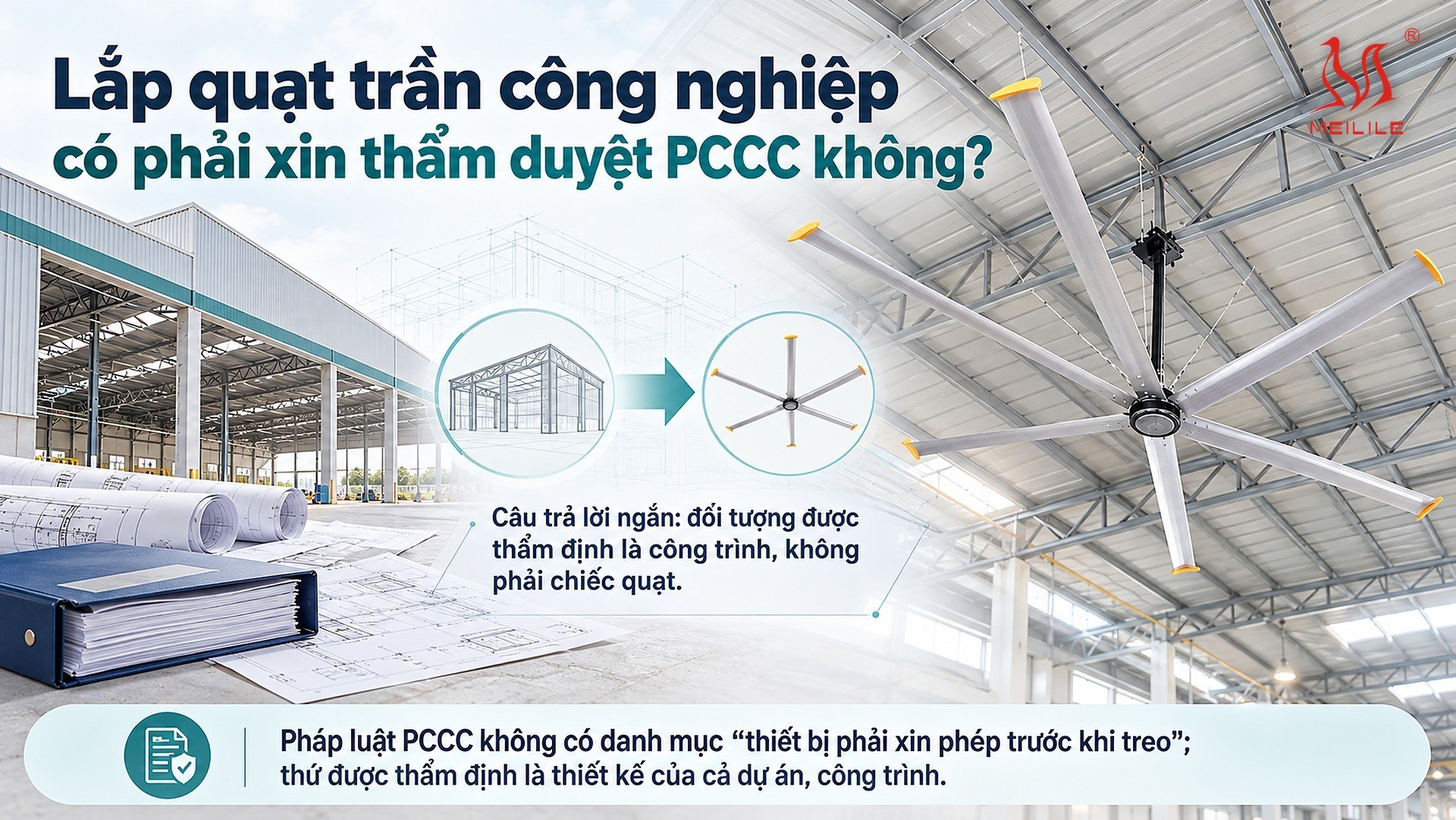 Lắp quạt trần công nghiệp có phải xin thẩm duyệt PCCC không?