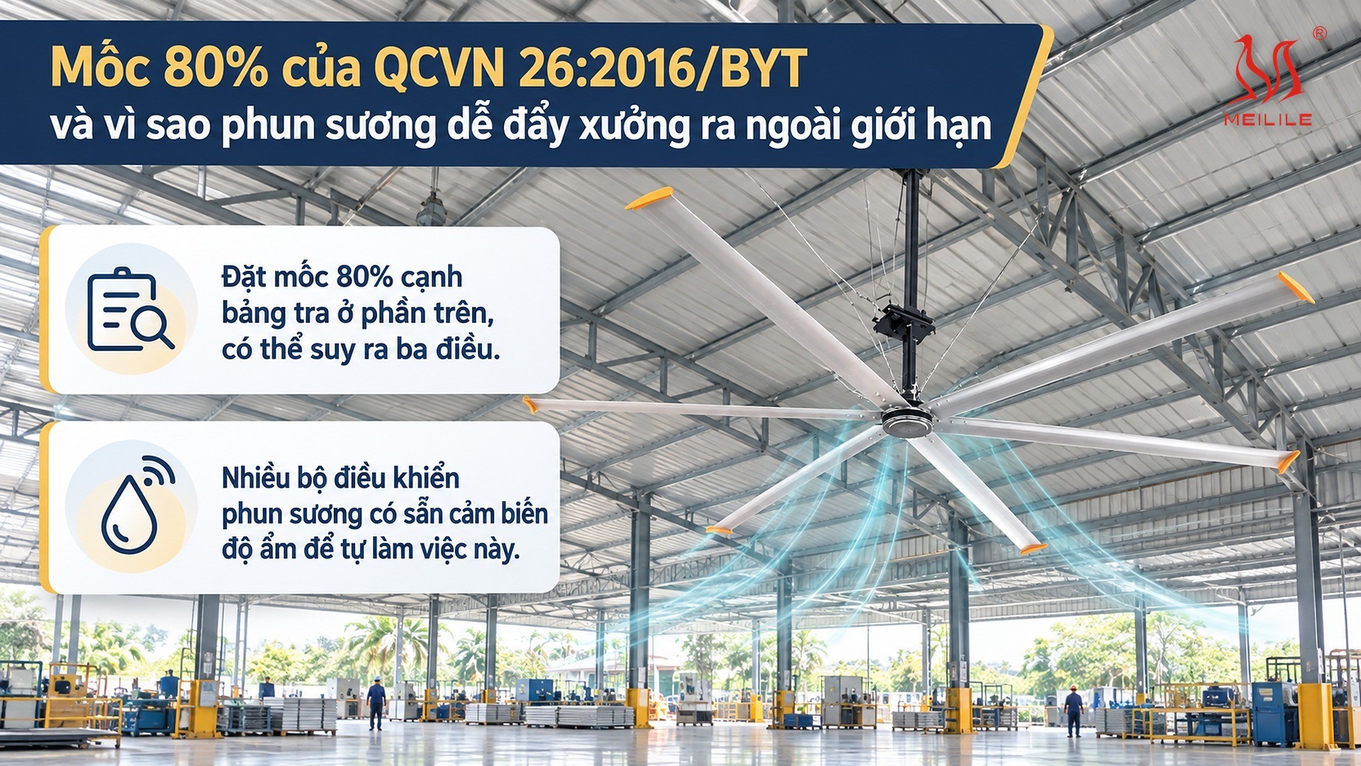 Mốc 80% của QCVN 26:2016/BYT và vì sao phun sương dễ đẩy xưởng ra ngoài giới hạn