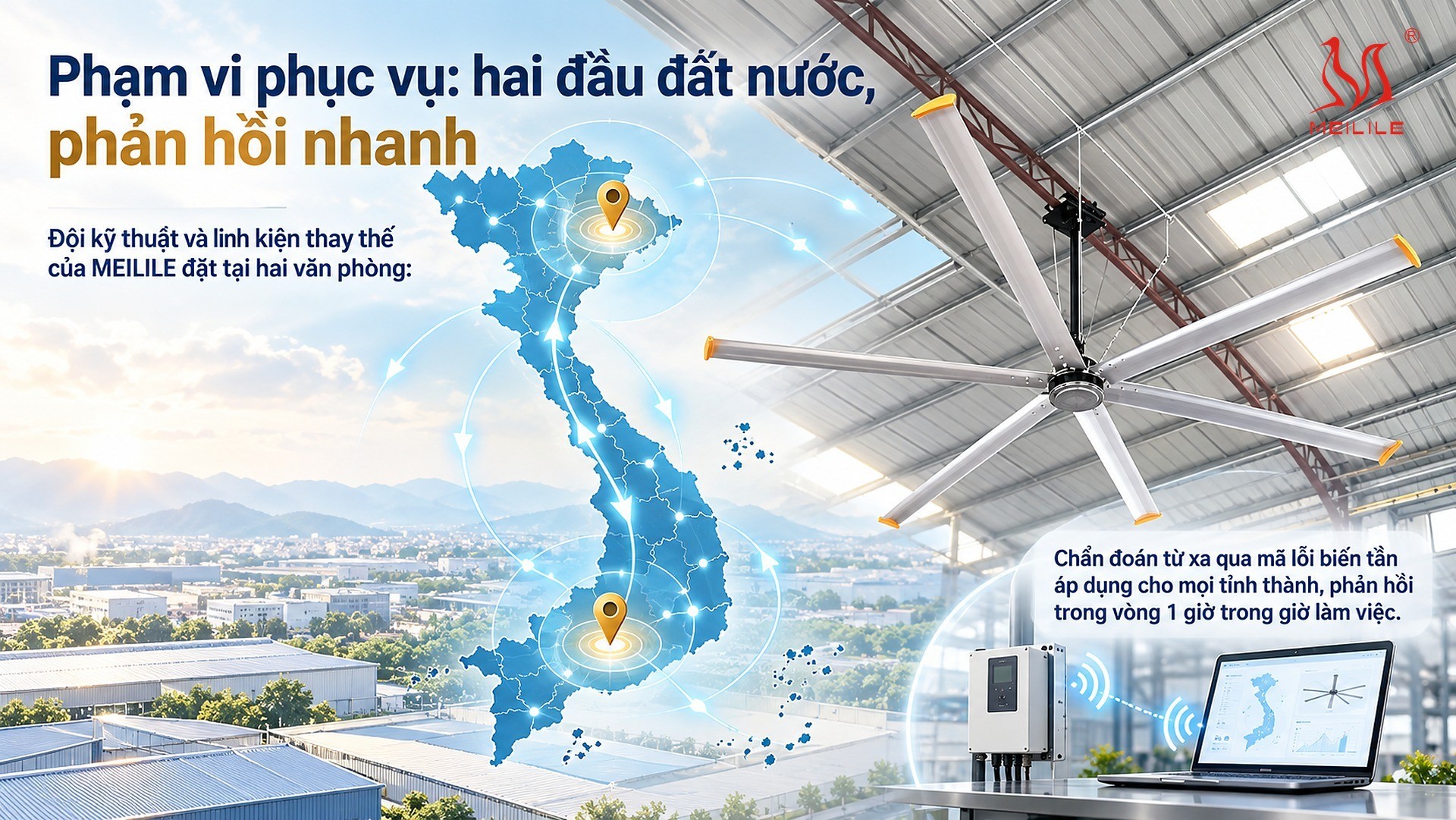 Phạm vi phục vụ: hai đầu đất nước, phản hồi nhanh