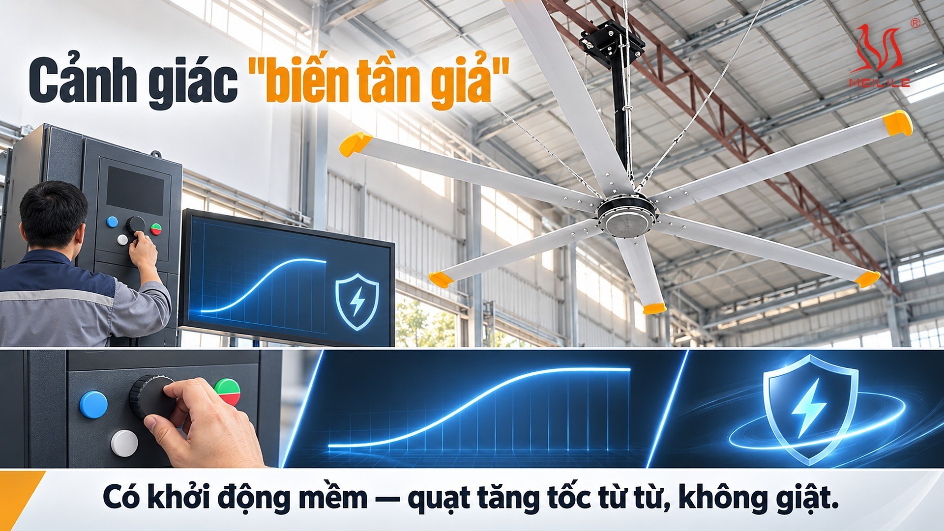 Cảnh giác biến tần giả — năm bước kiểm tra tại chỗ để biết đó là PMSM thật hay chỉ là cái mác: hỏi thẳng hai câu, nhìn cụm nối với mâm cánh, đọc tủ điều khiển, bật thử rồi hạ tốc và chốt bằng văn bản