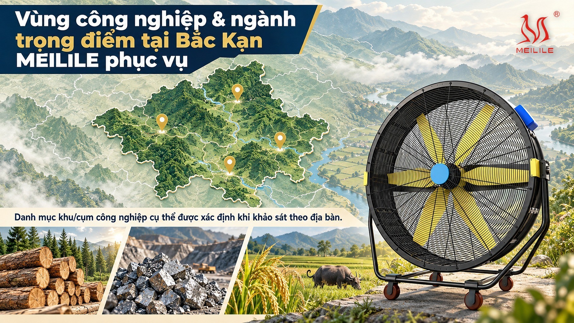 Vùng công nghiệp & ngành trọng điểm tại Bắc Kạn MEILILE phục vụ